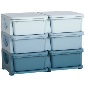 Kids Toy Storage Organizer, Blue with 6 Drawers, 3 Tier Units for Nursery, Playroom, Kindergarten