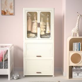 Portable Wardrobe Closet Storage Organizer for Clothes,Clothes Dresser, Magnetic Doors with 4 Cubes & Hanging Rod,10 pcs hangers