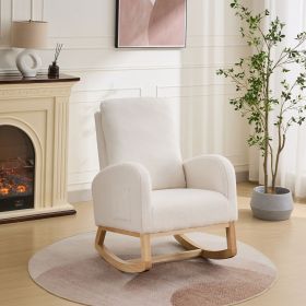 27.2"W Rocking Chair for Nursery, Sherpa Glider Chair with High Back and Side Pocket