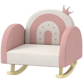 Kids Rocking Chair, Princess Crown Toddler Chair, Children's Armchair Rocker for Bedroom, Playroom, Pink