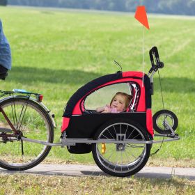 Elite 360 Swivel Bike Trailer for Kids Double Child Two-Wheel Bicycle Cargo Trailer With 2 Security Harnesses (Option: Red-830x220x720 mm)